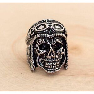 Size 10 Vintage Silver Skull Ring, B7